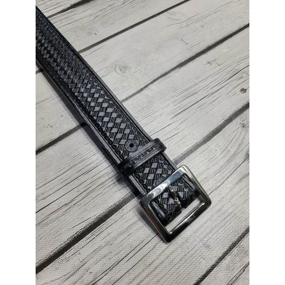 Don Hume Basketweave Black Leather Uniform Garrison Belt Mens 40 1.75 In US Made